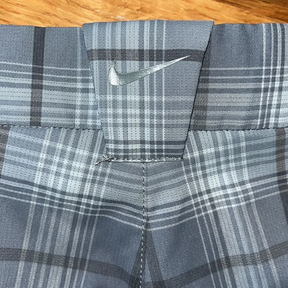Nike Tour Performance Gray plaid Big Man Poly Flat front Golf Swoosh Shorts 42